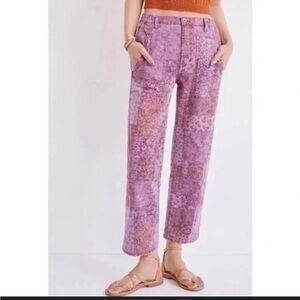 Pilcro The Roamer Floral Patchwork Purple Pants